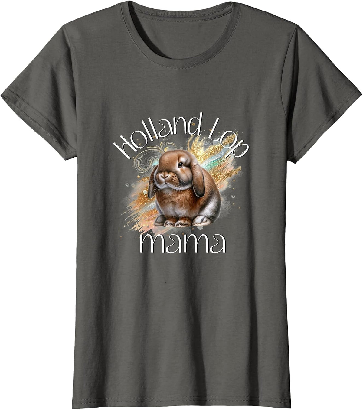 Holland Lop Mama Bunny Rabbit T-Shirt - Asphalt Grey