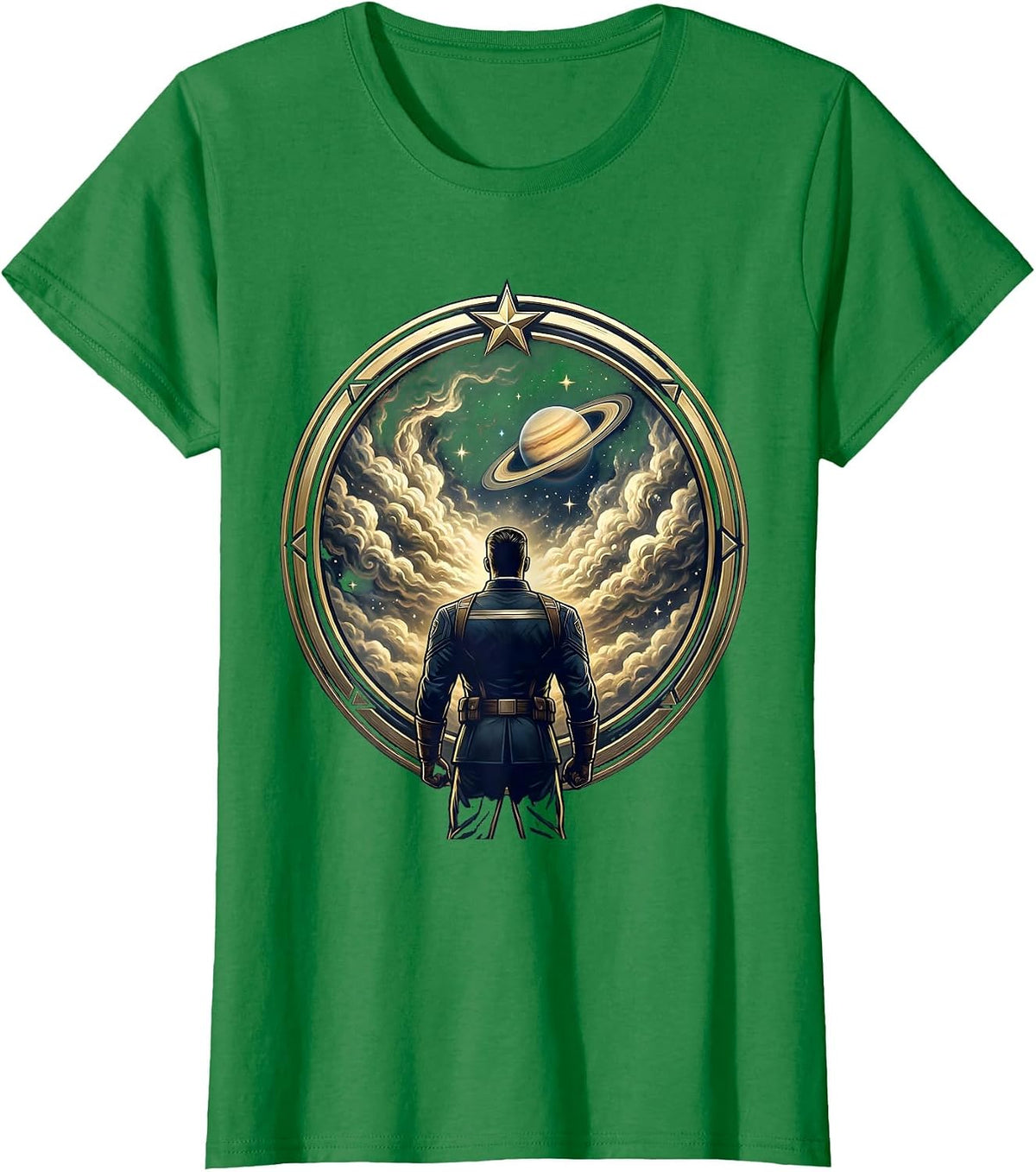 Women's Space Commander Gazing at Nebula Graphic T-Shirt - Kelly Green