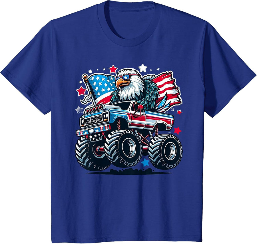 4th of July Patriotic American Flag Eagle USA Red White Blue T-Shirt - Royal Blue