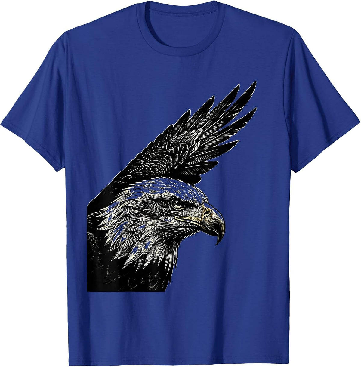 Bald Eagle Head Scratchboard Faith Mascot Gift T-Shirt - Royal Blue