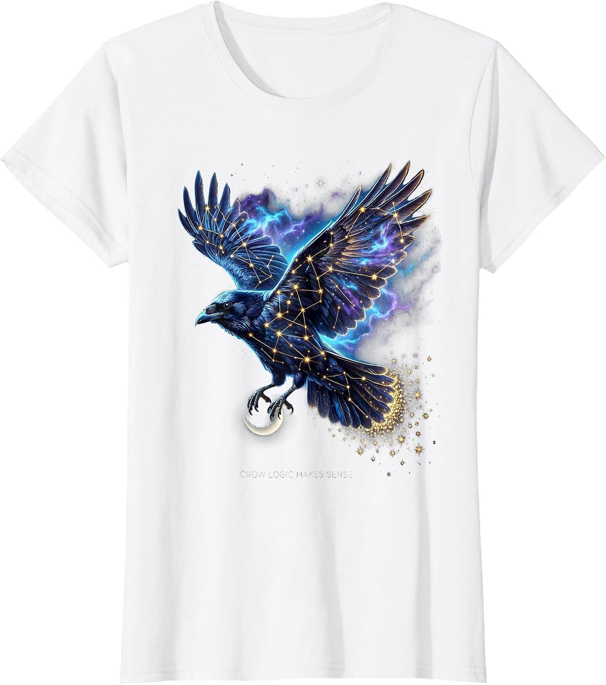 Crow Logic Makes Sense Funny Bird Design T-Shirt - White