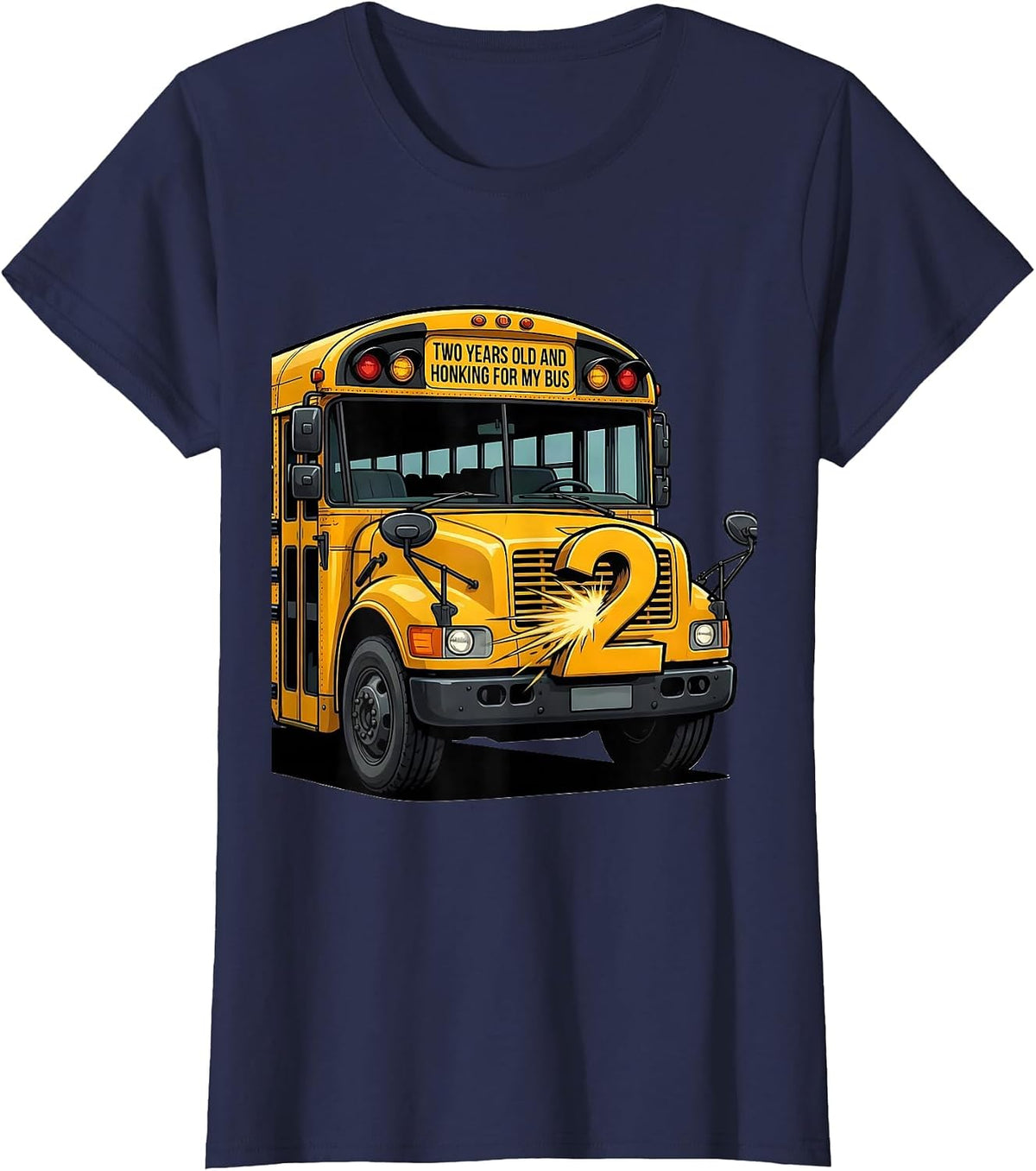 Women's Two Years Old And Honking For My Bus Funny School Bus Driver T-Shirt - Navy Blue