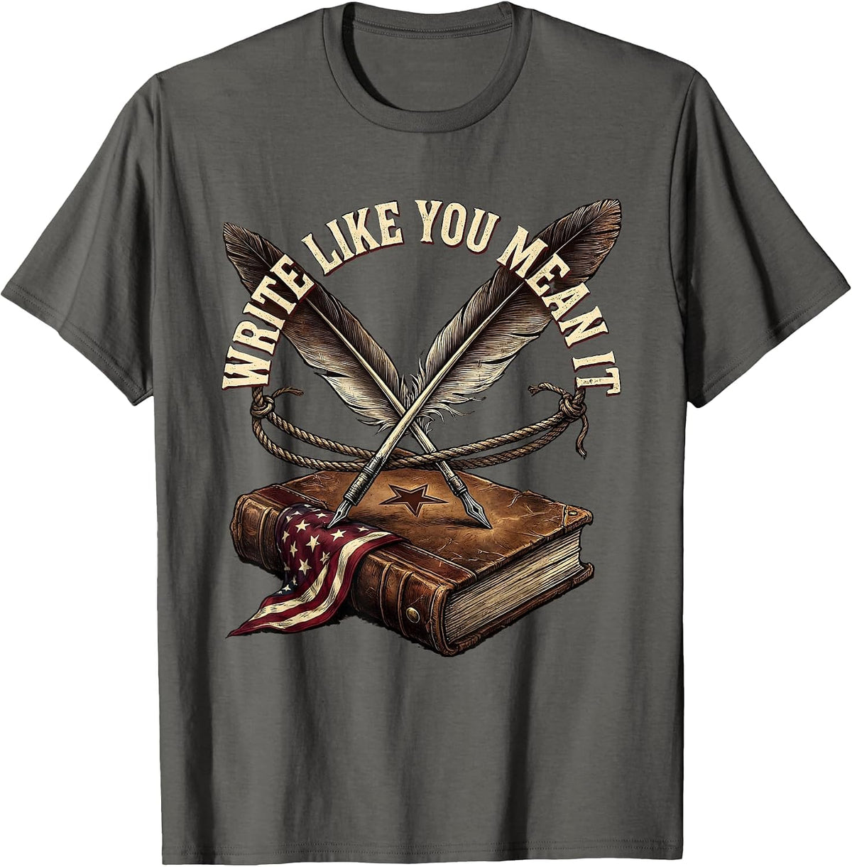 Write Like You Mean It English Teacher Design T-Shirt - Asphalt Grey