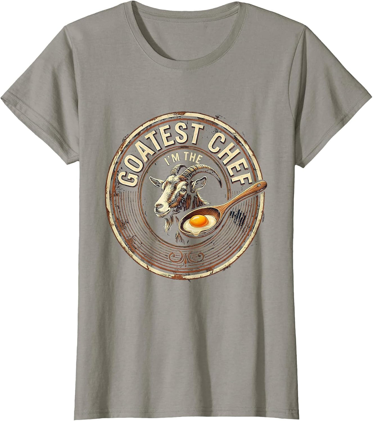 Women's I'm the Goatest Chef Vintage Funny Goat Pun Meme Humor T-Shirt - Slate Grey
