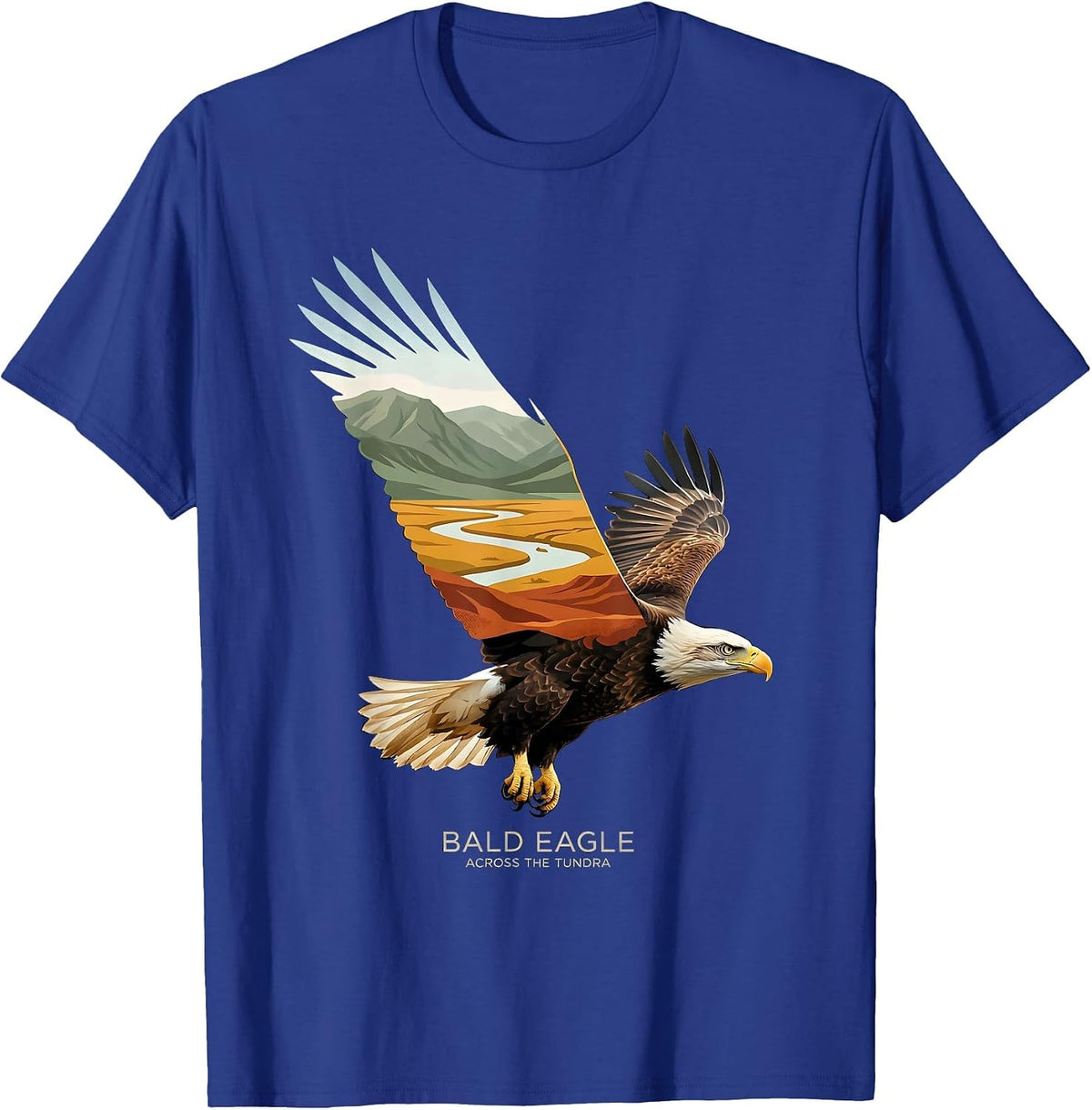Men's Bald Eagle Across The Tundra Vintage Patriotic Bird Lover T-Shirt - Royal Blue