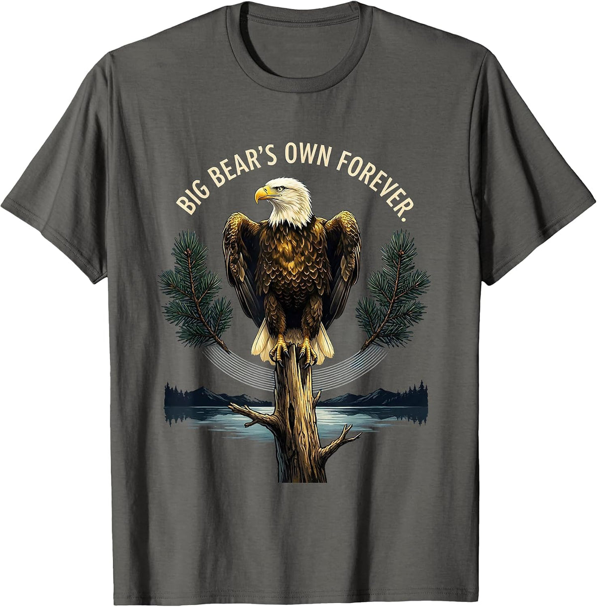 Big Bear's Own Forever Memorial Bald Eagle Tribute Wildlife T-Shirt - Asphalt Grey