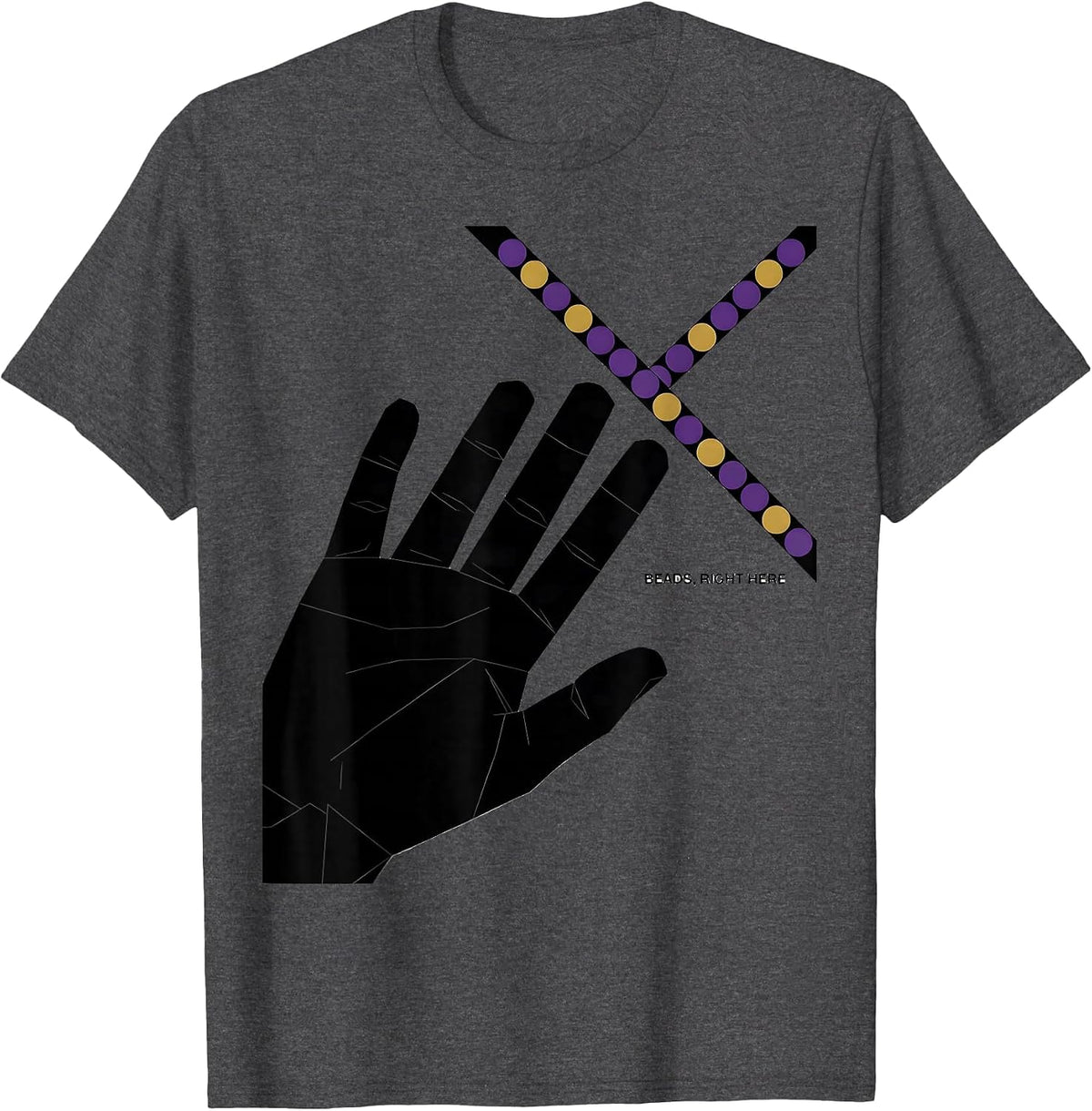 Men's Beads Right Here Swiss International Mardi Gras Carnival T-Shirt - Dark Heather Grey