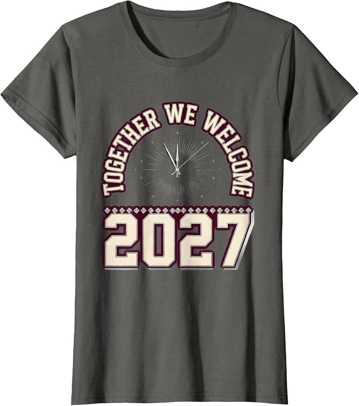Women's Together, We Welcome 2027! Sparkling Collegiate New Year T-Shirt - Asphalt Grey