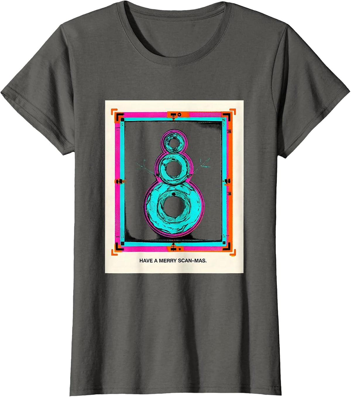 Women's Have A Merry Scan-mas Radiology Tech Christmas Humor T-Shirt - Asphalt Grey