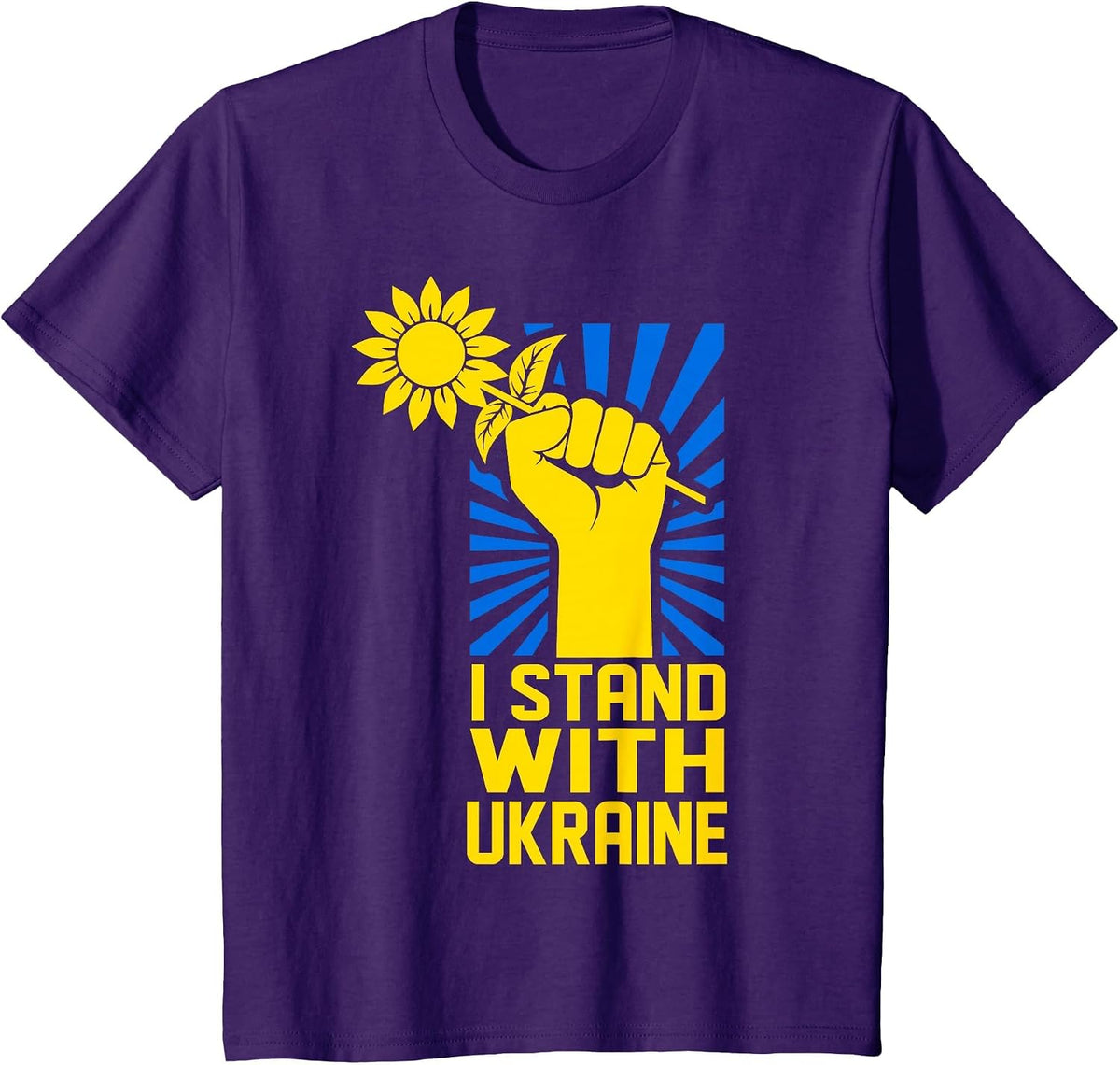 I Stand with Ukraine Sun-Flower Support Ukraine Ukrainian T-Shirt - Purple