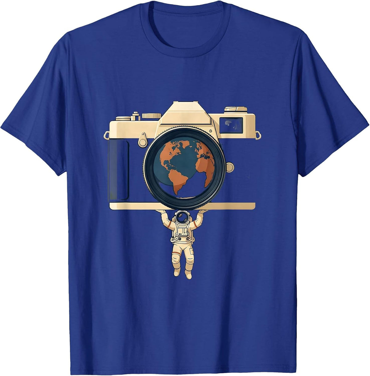 Men's Astronaut Photographer Floating in Orbit T-Shirt - Royal Blue