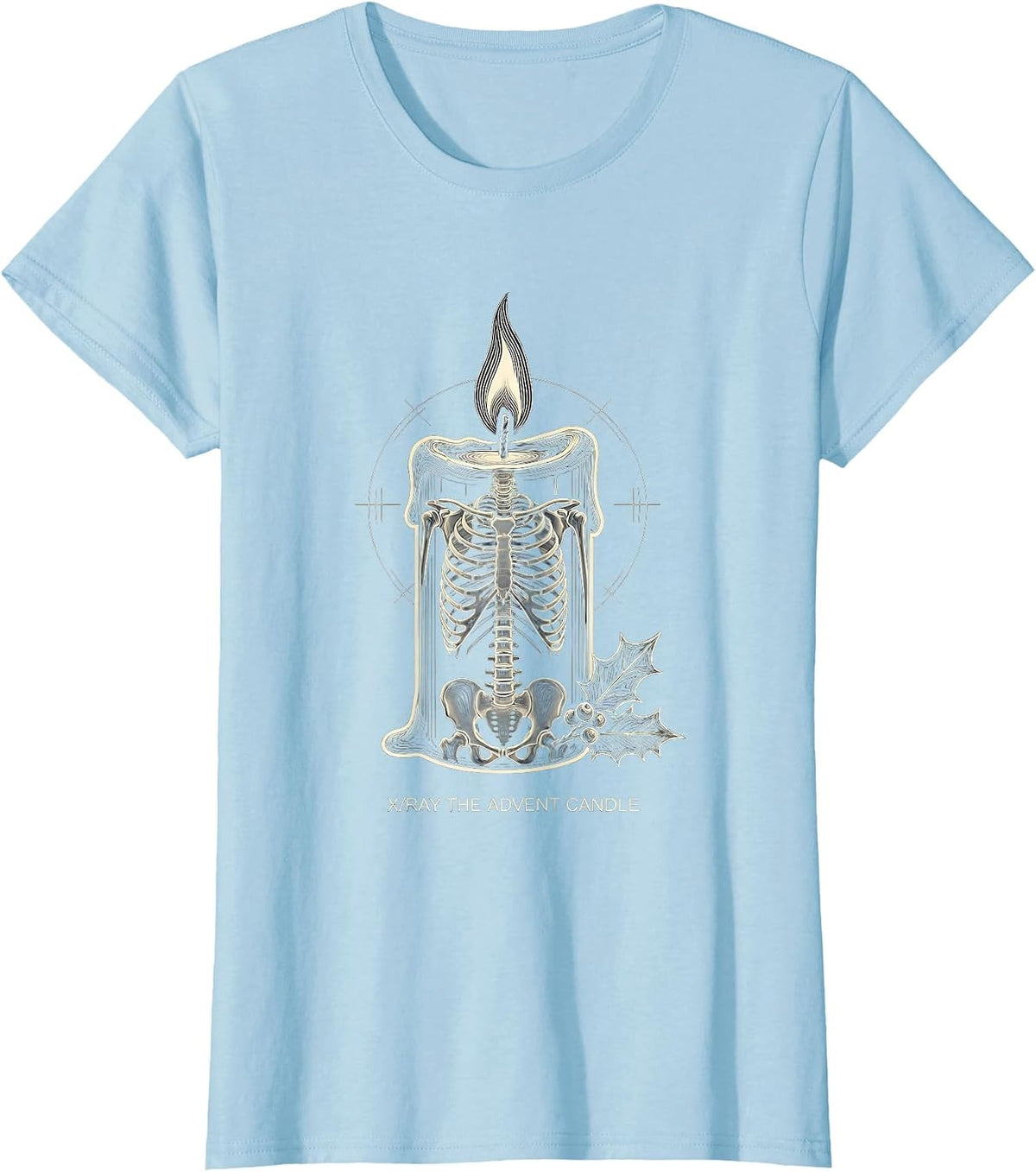 X-Ray The Advent Candle Funny Radiology Tech Christmas Humor T-Shirt - Baby Blue