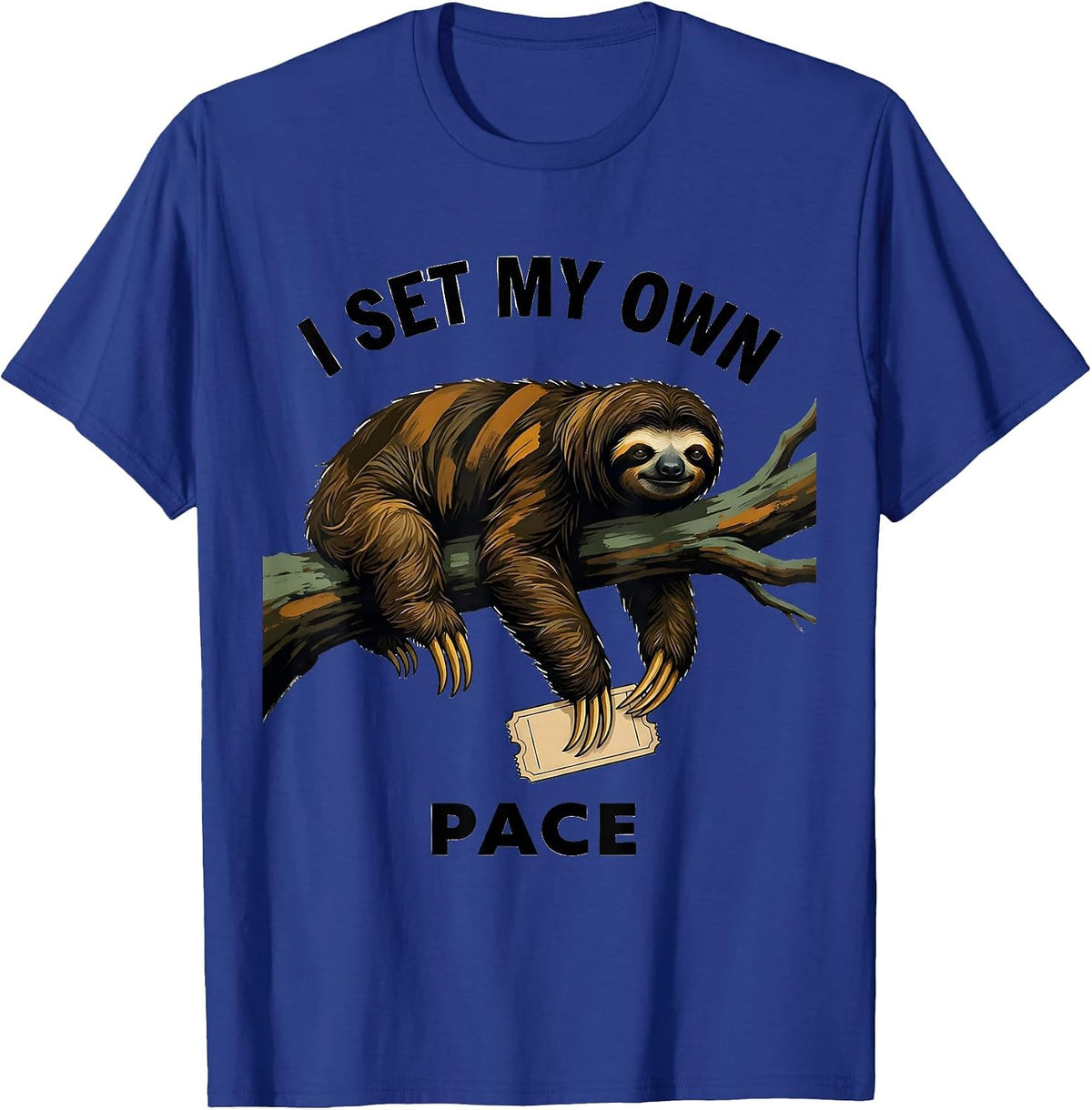 Men's I Set My Own Pace Funny Sloth Lazy Humor Animal Lover Gift T-Shirt - Royal Blue