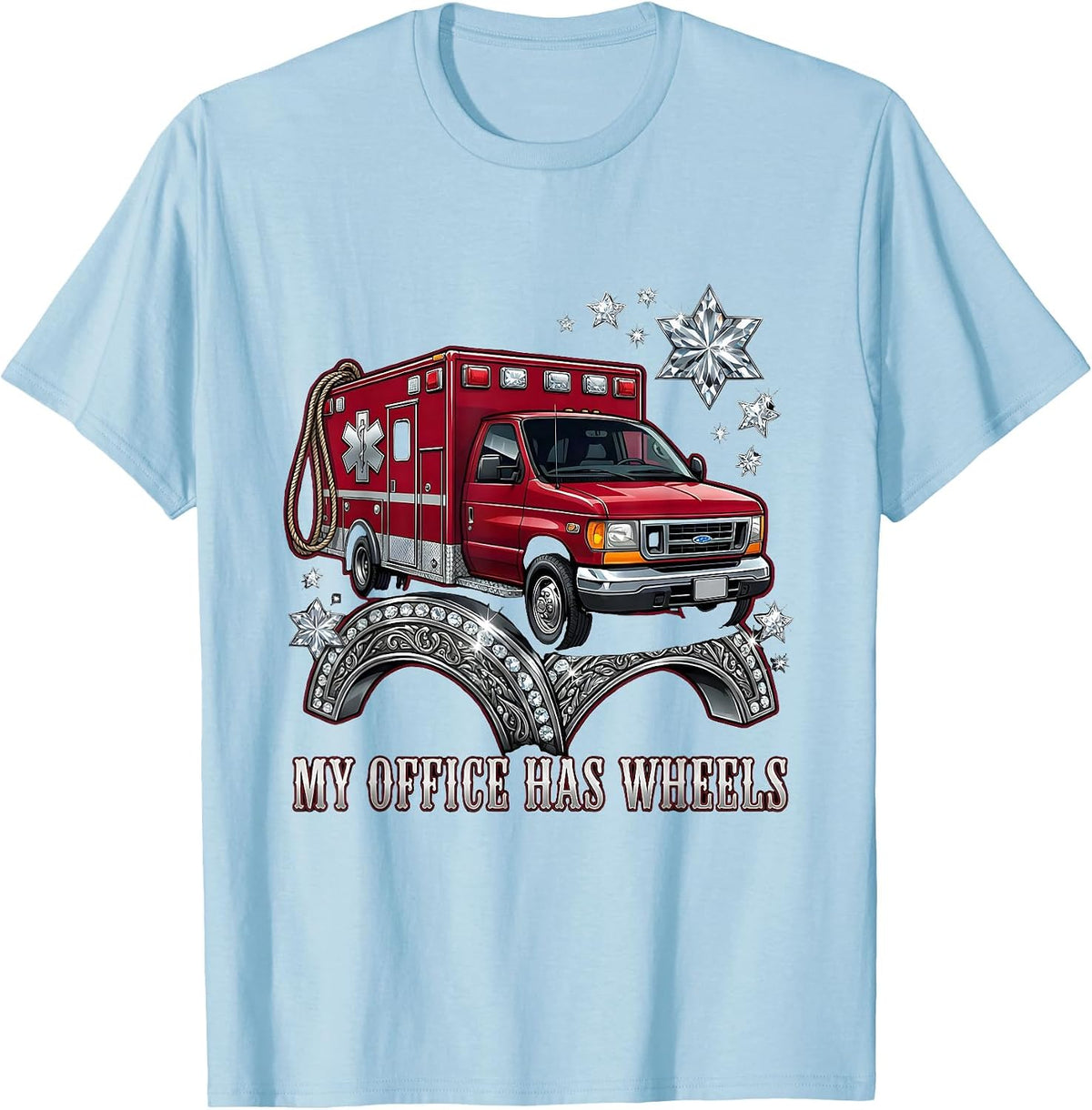 Men's My Office Has Wheels EMT Graphic Design T-Shirt - Baby Blue