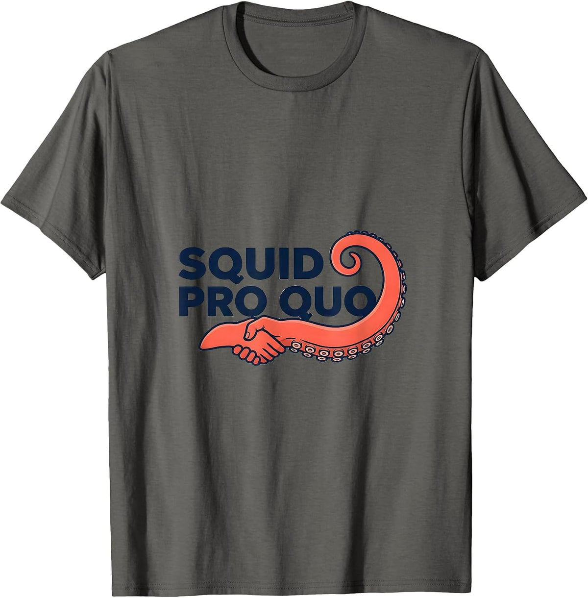Men's Squid Pro Quo Editorial Conceptual Octopus Lover Marine T-Shirt - Asphalt Grey