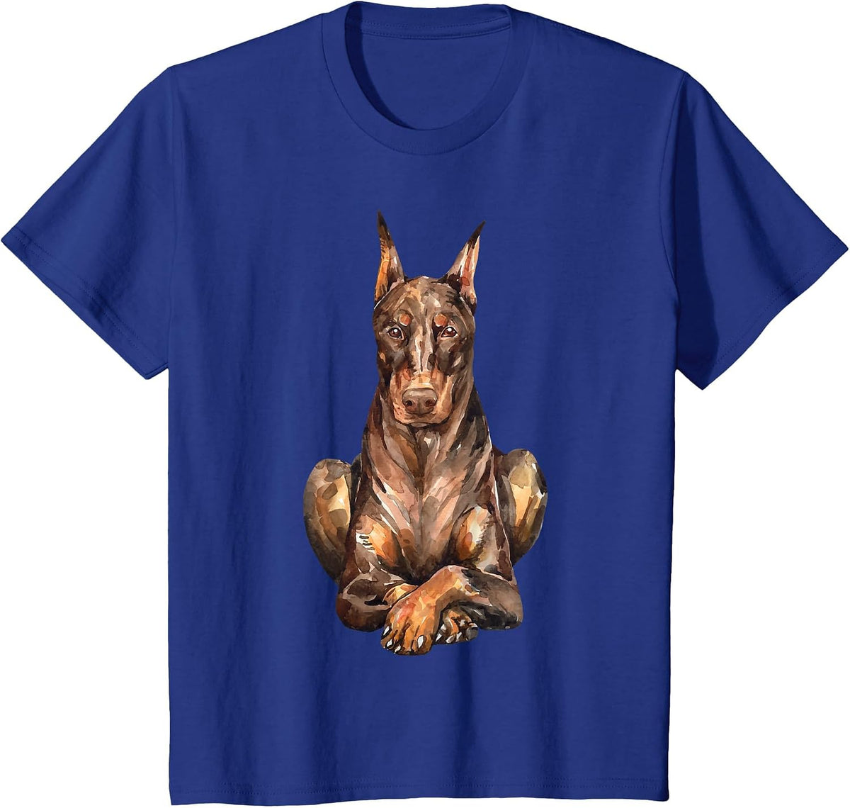 Watercolour Portrait Doberman Pinscher for Dog Owners T-Shirt - Royal Blue