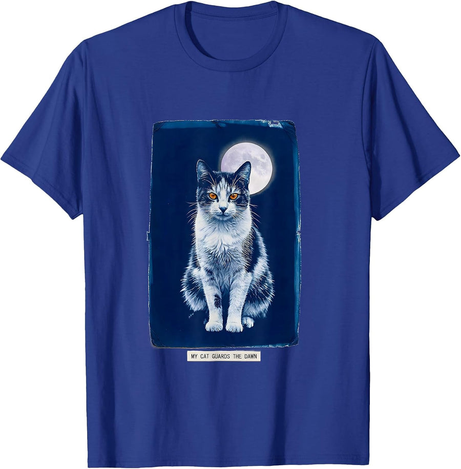 My Cat Guards The Dawn Mystical Clan Cat Fan Art T-Shirt - Royal Blue