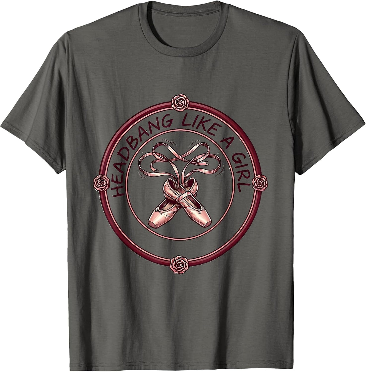 Headbang Like a Girl Rock Music Design T-Shirt - Asphalt Grey