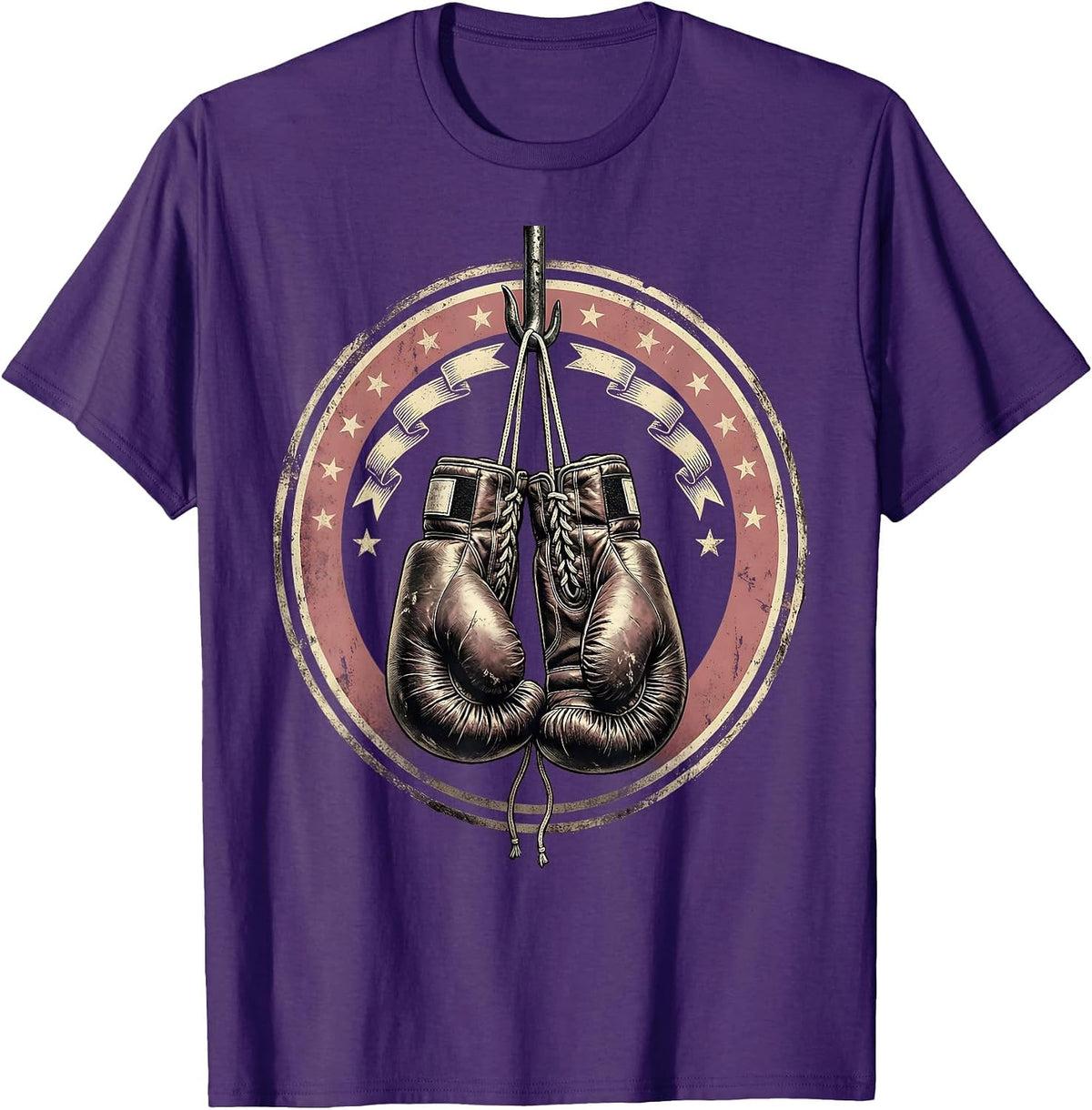 Men's Pink Boxing Gloves Breast Cancer Survivor Graphic T-Shirt - Purple