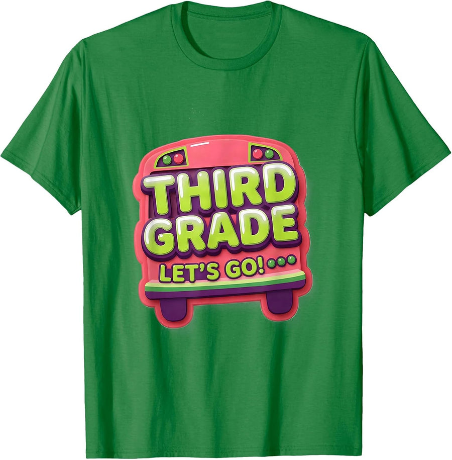 Men's Third Grade Let's Go Gummy Jelly Pop Back to School Teacher T-Shirt - Kelly Green