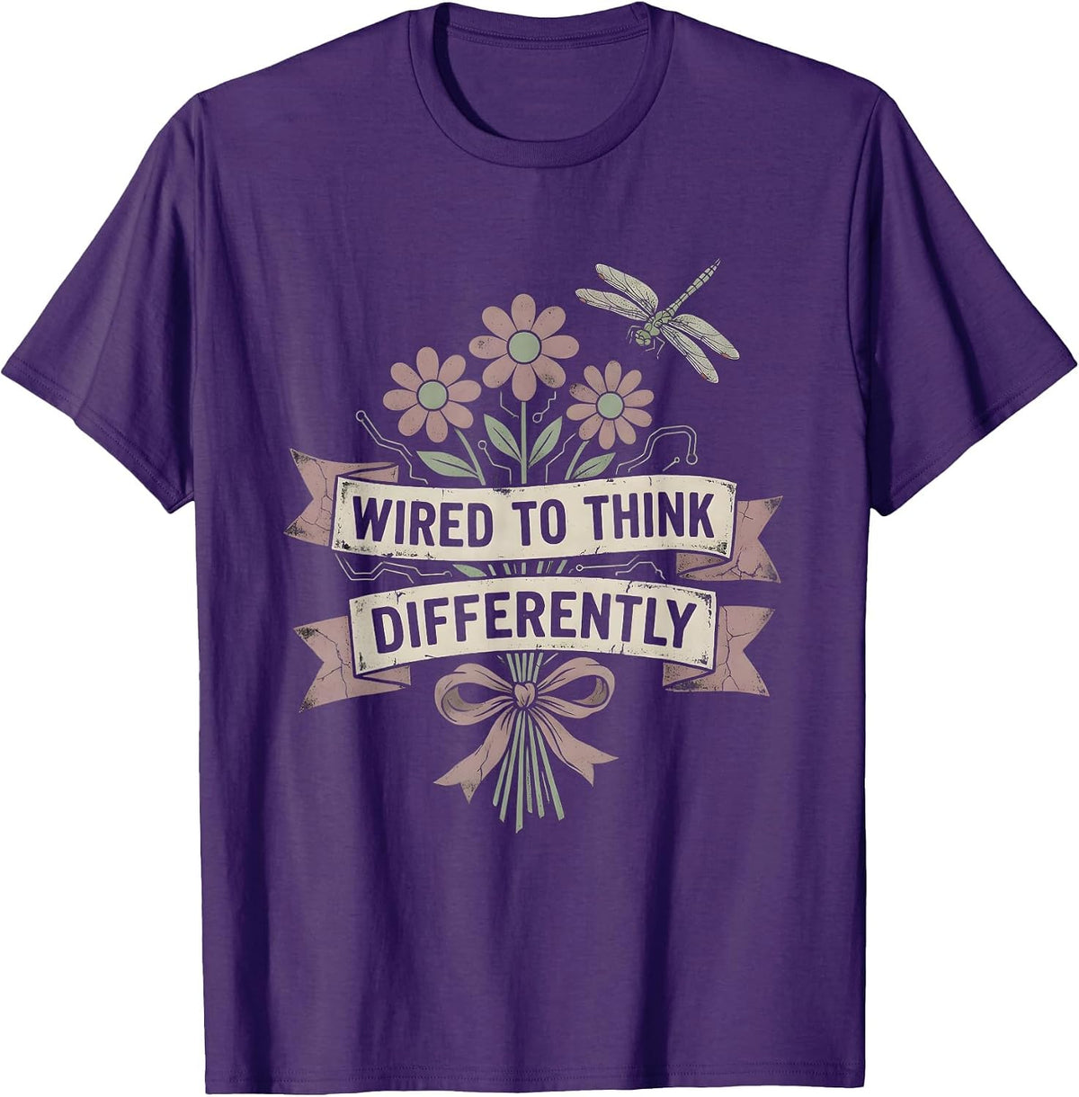 Wired to Think Differently Dyslexia Awareness T-Shirt - Purple