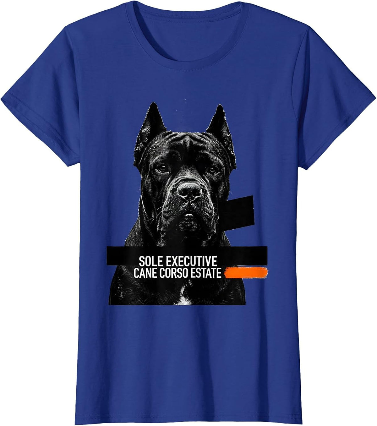 Women's Sole Executive Cane Corso Estate Brutalist Dog Meme Humor T-Shirt - Royal Blue