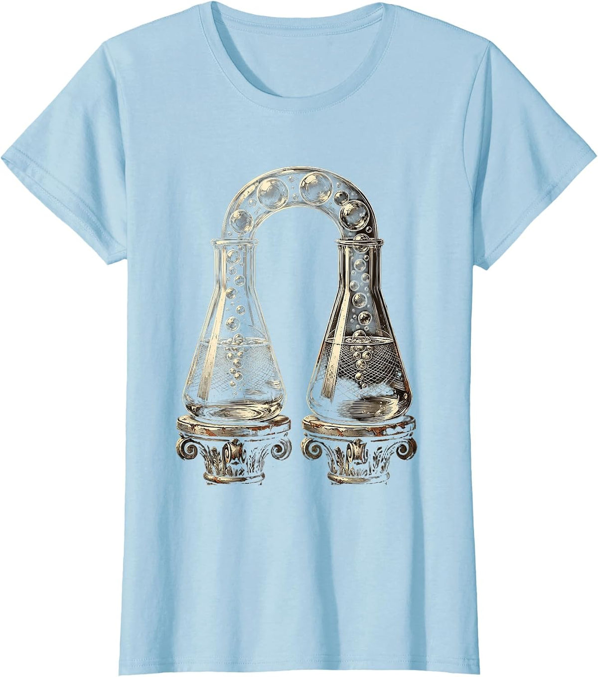 Science Teacher Chemistry Flask Bubbling Lab Design T-Shirt - Baby Blue