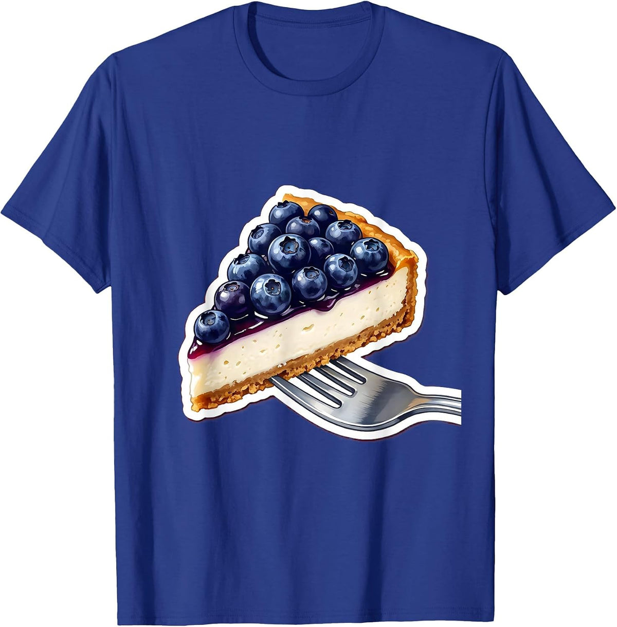 Red White and Blueberries Cheesecake Fork Art T-Shirt - Royal Blue