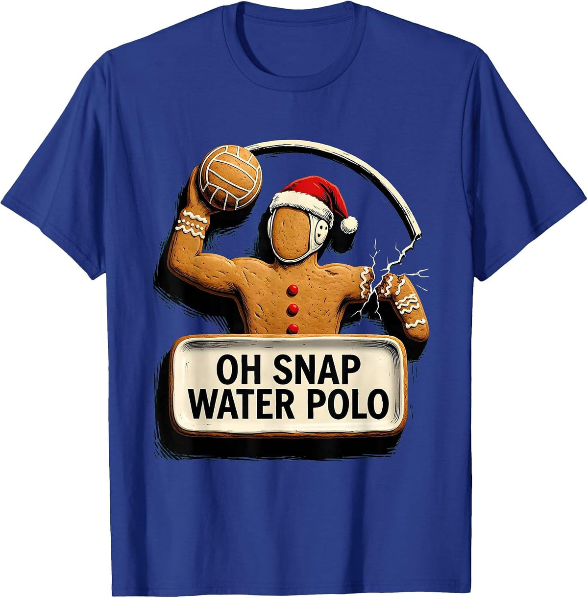 Men's Oh Snap Water Polo Funny Gingerbread Man Christmas Water T-Shirt - Royal Blue