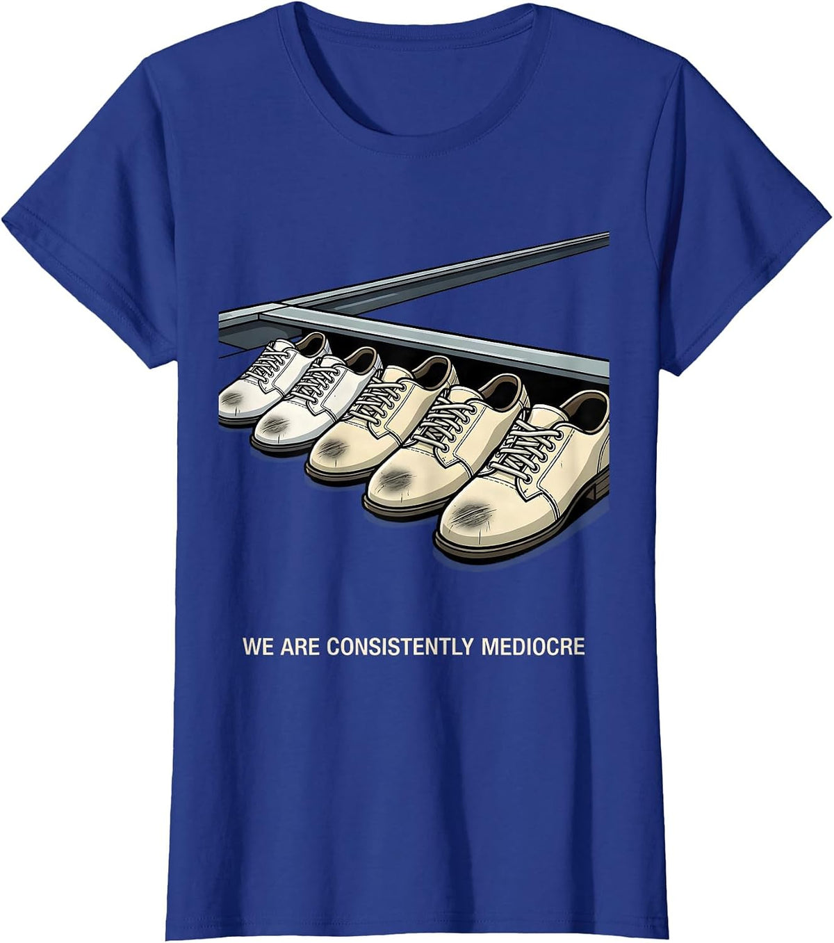 Women's We Are Consistently Mediocre Funny Cartoon Bowling Hobbyist T-Shirt - Royal Blue
