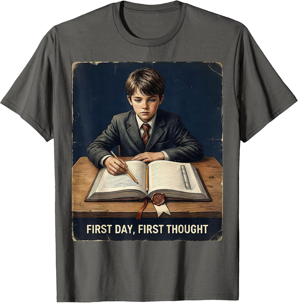 First Day, First Thought Vintage English Teacher T-Shirt - Asphalt Grey