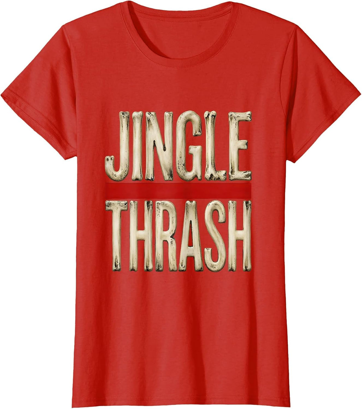 Jingle Thrash Heavy Metal Santa Rocker Christmas Humor T-Shirt - Red