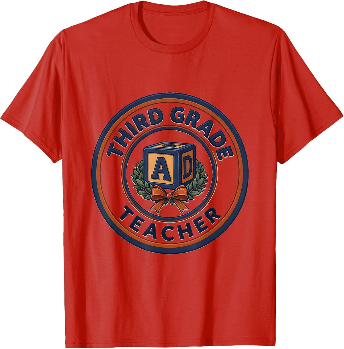 Men's Third Grade Teacher Back to School Grade Coquette Patchwork T-Shirt - Red
