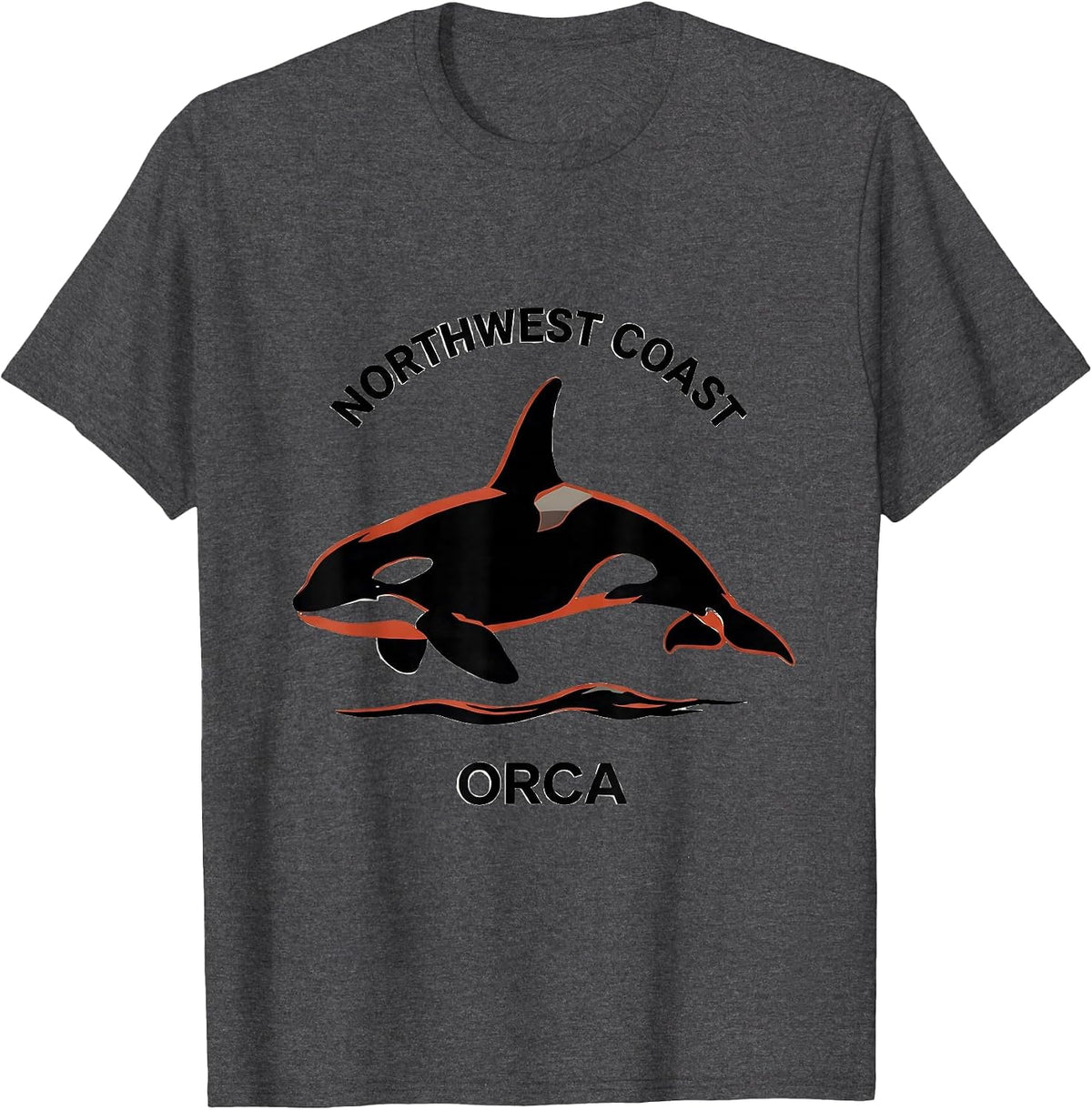 Northwest Coast Orca Minimalist Indigenous Awareness T-Shirt - Dark Heather Grey