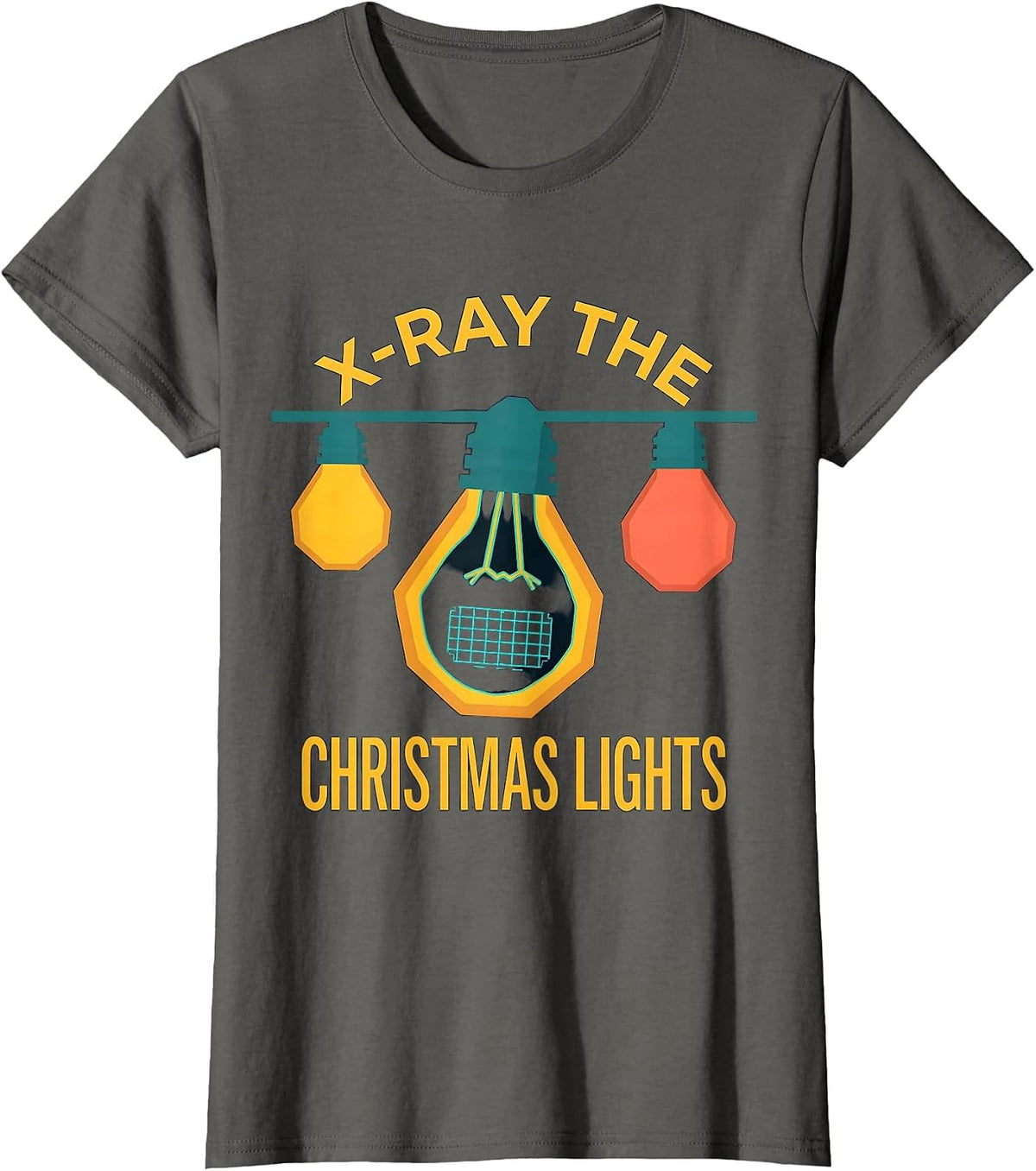 Women's X-Ray The Christmas Lights Funny Radiology Tech Christmas T-Shirt - Asphalt Grey