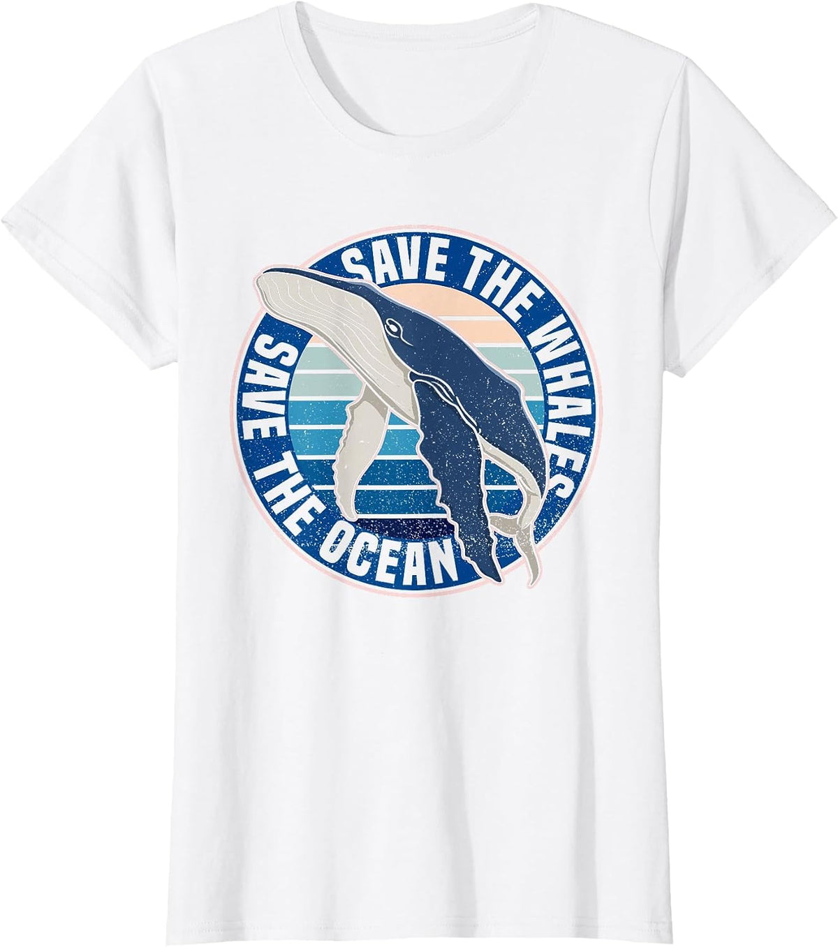 Save The Whales Save The Ocean Whale Lover Retro T-Shirt - White