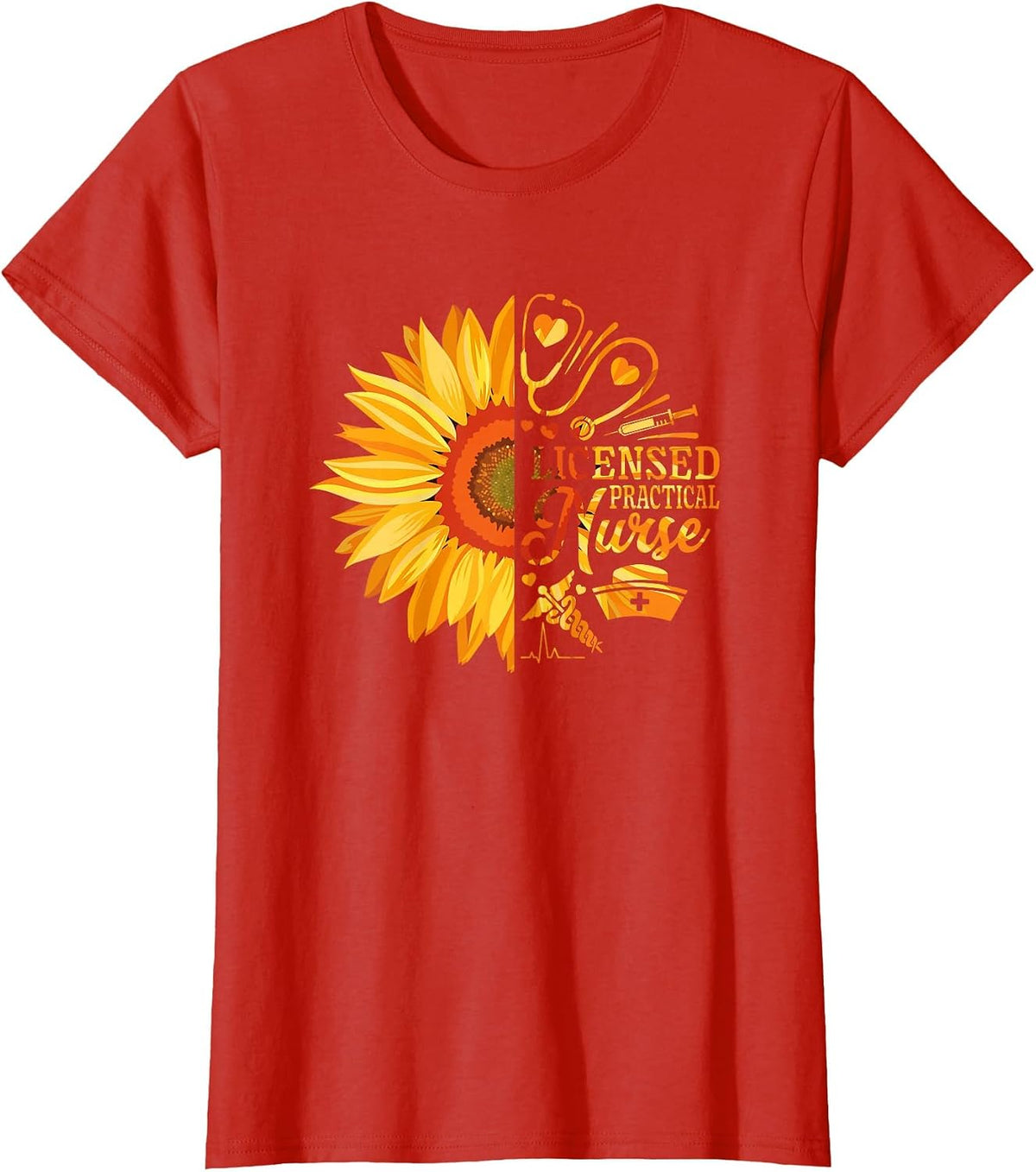 Sunflower Licensed Practical Nurse Medical Nursing LPN T-Shirt - Red