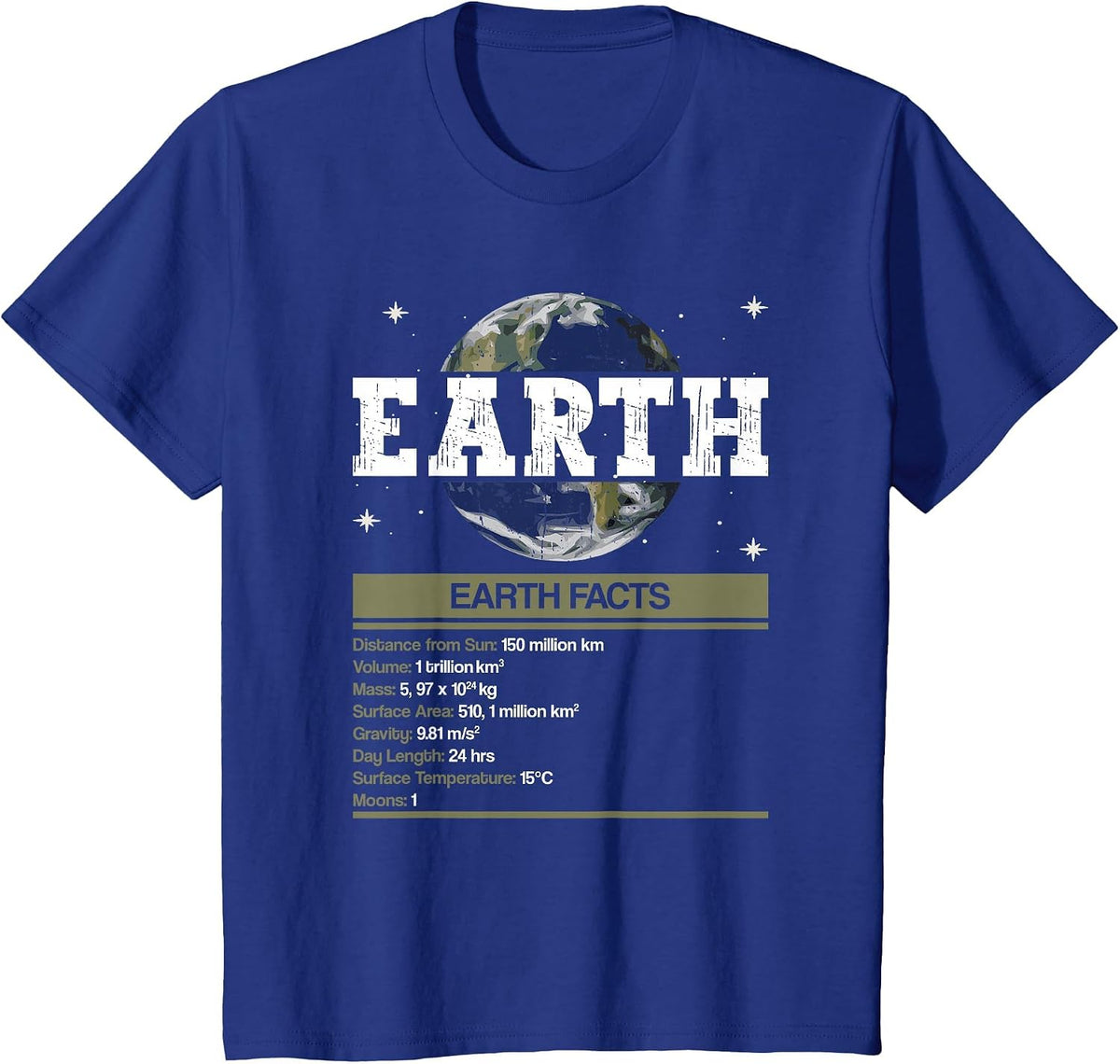 Earth Facts - Earth Planet Space Lover T-Shirt - Royal Blue