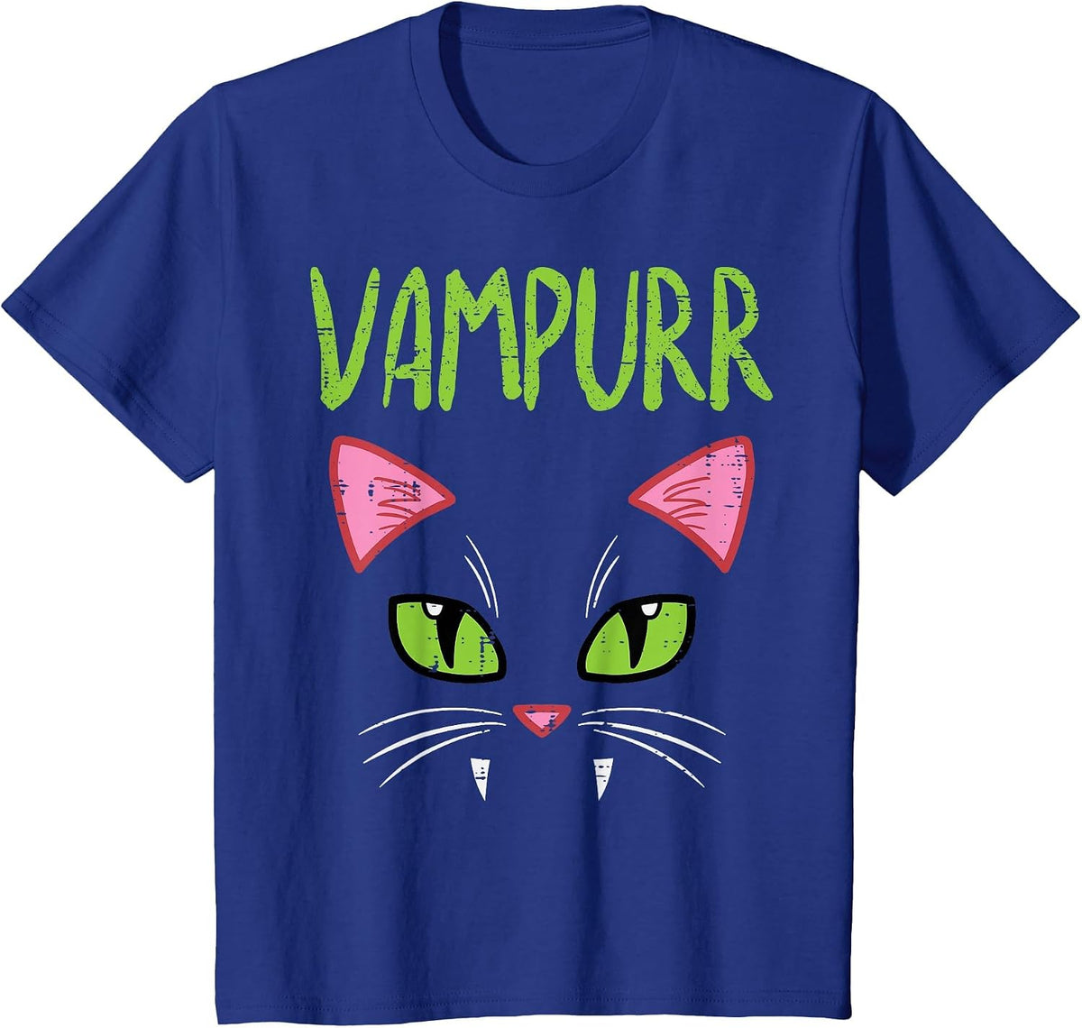 Vampurr Vampire Cat Funny Halloween Costume Women Girls T-Shirt - Royal Blue