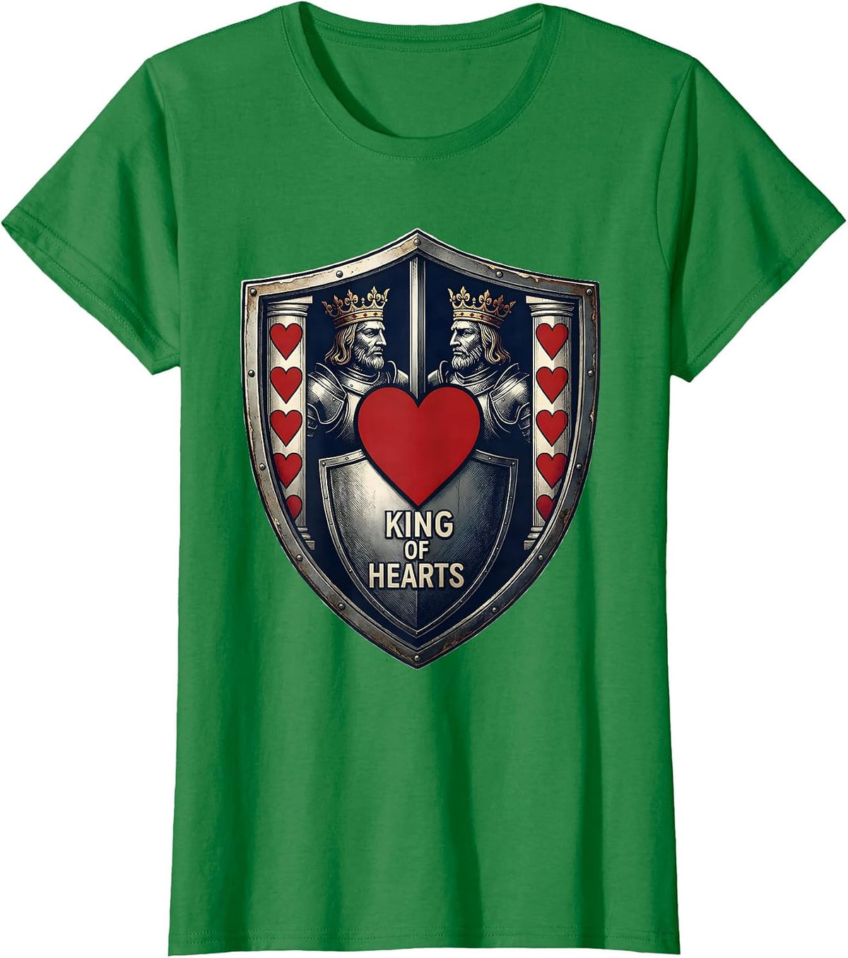 Women's King of Hearts Emblem Poker Player Casino Night Costume T-Shirt - Kelly Green
