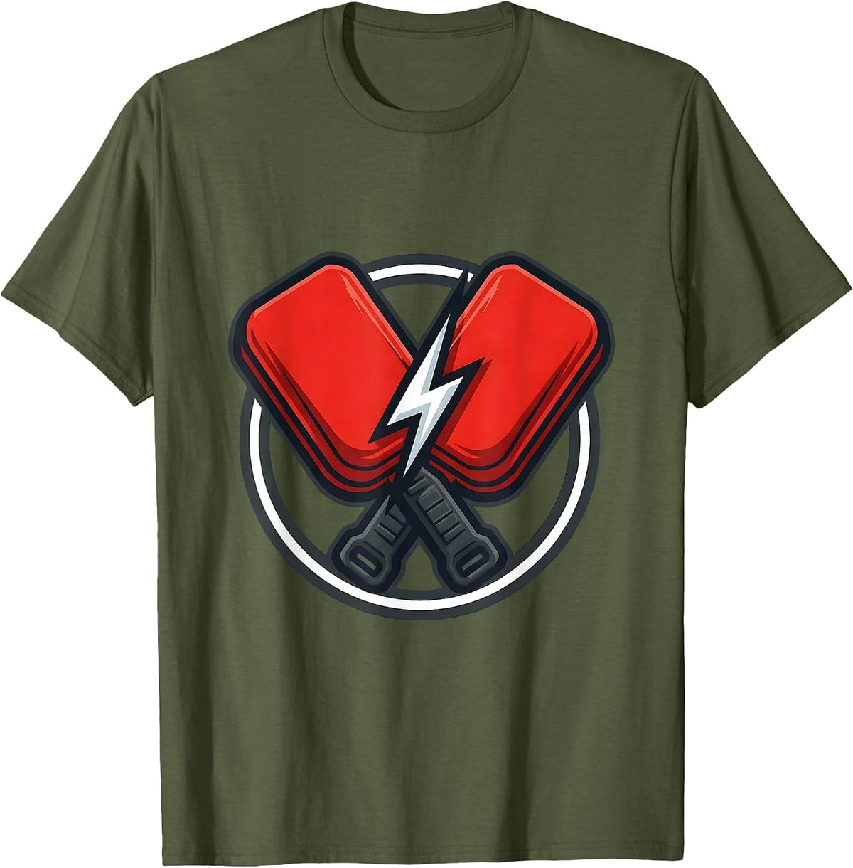 Men's EMT Defibrillator Paddles Electric Arc Graphic T-Shirt - Olive Green