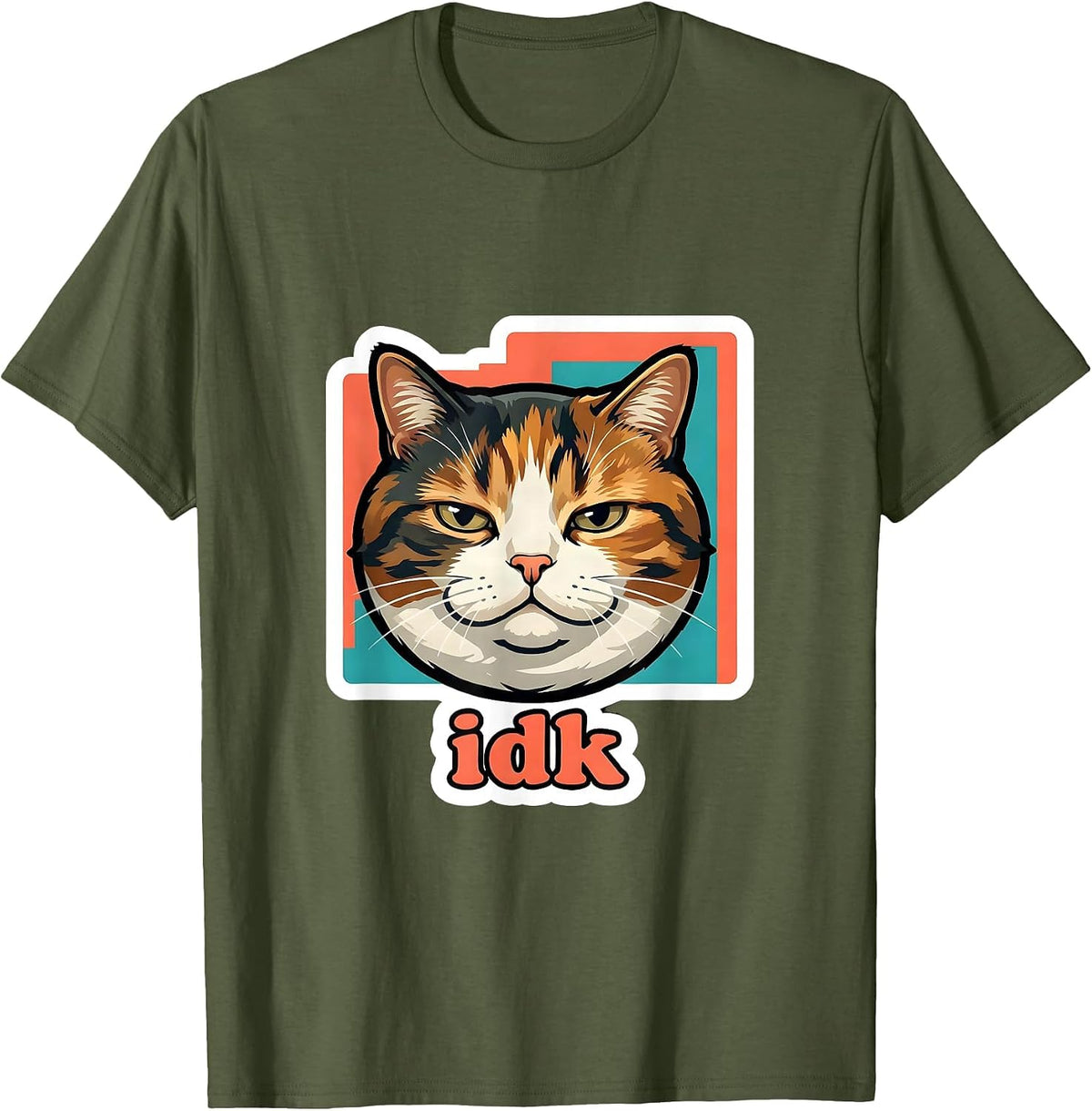 Men's idk Funny Cat Meme Slang For Teens Boys Girls Men Women T-Shirt - Olive Green