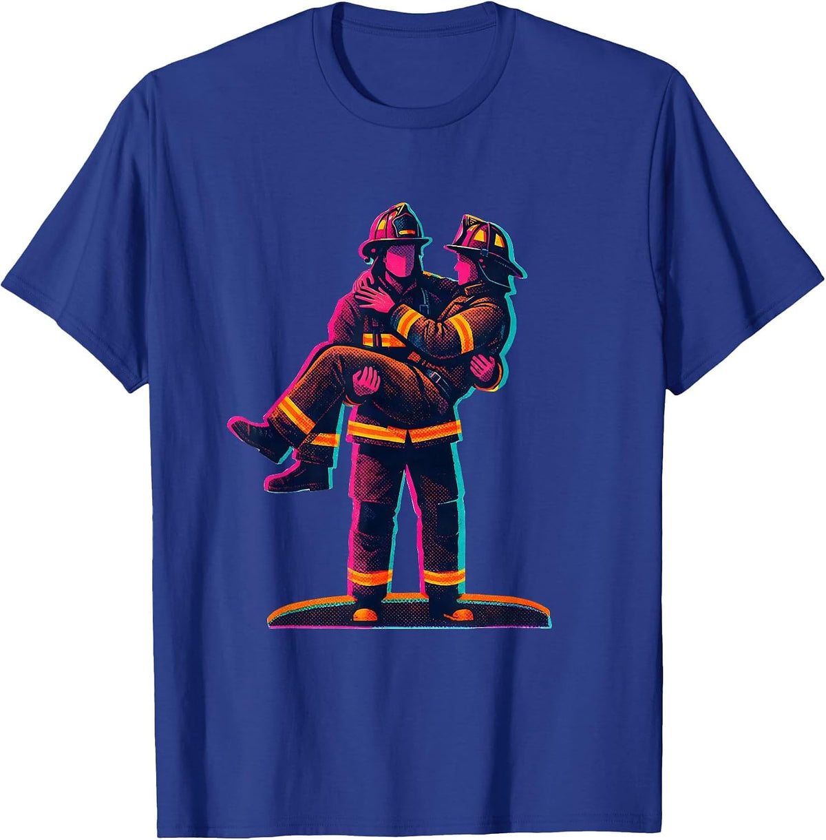 Men's Firemans Carry Grappler Vintage Martial Arts Humor T-Shirt - Royal Blue