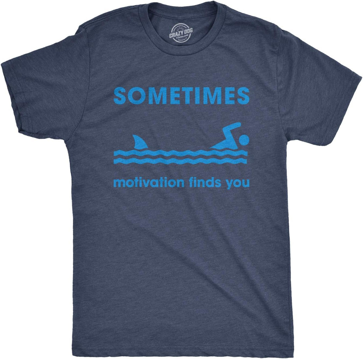 Funny Shark T Shirts for Men Jaws Shirts for Guys Funny Graphic Tee - Heather Navy - Motivation Shark