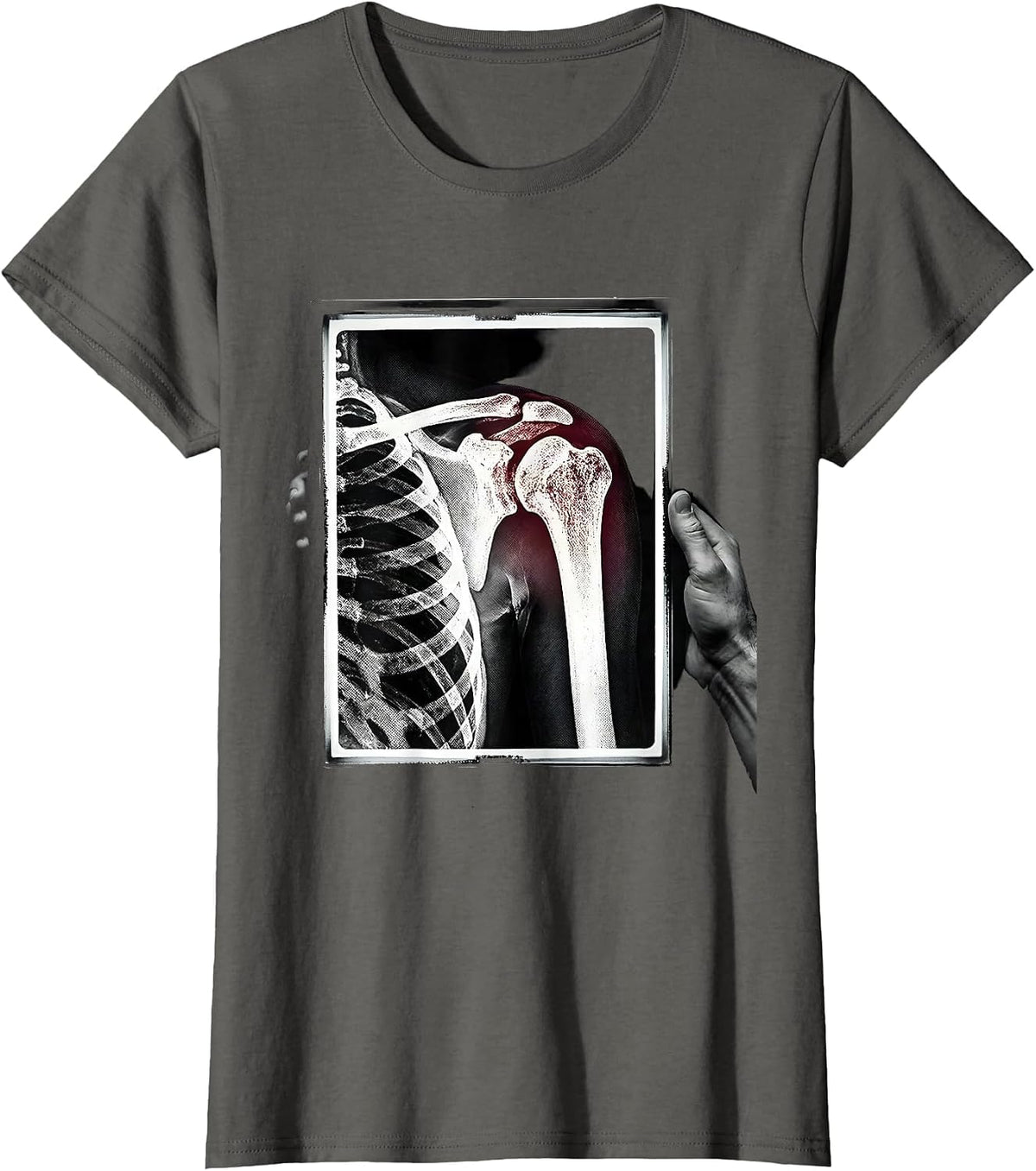 Women's Radiographic Detector Shoulder Joint Radiology Tech Humor T-Shirt - Asphalt Grey