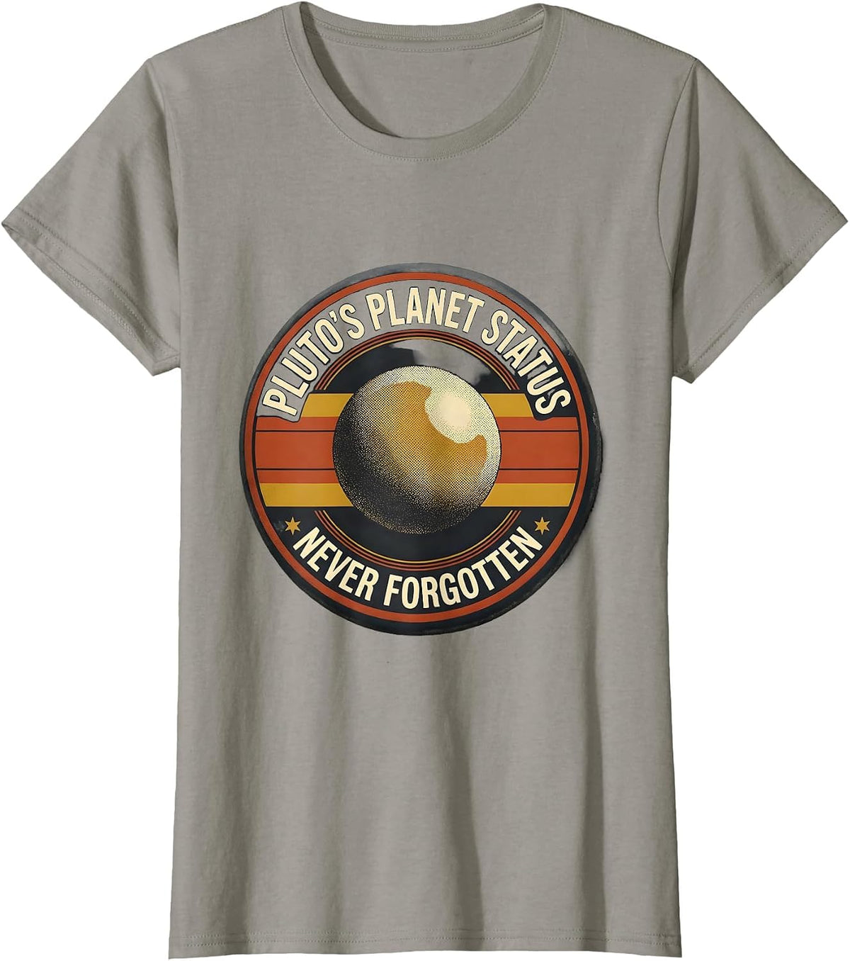 Women's Pluto's Planet Status Never Forgotten Retro Funny Space T-Shirt - Slate Grey