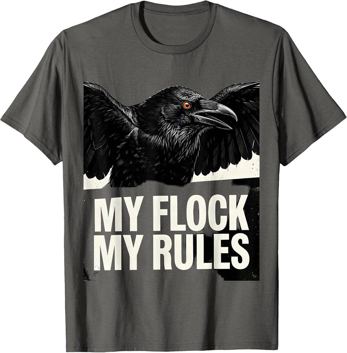 Men's My Flock My Rules Funny Chicken Design T-Shirt - Asphalt Grey