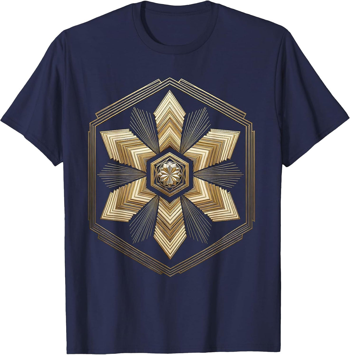 Men's Six Arrows Radiating From Center Graphic Design T-Shirt - Navy Blue