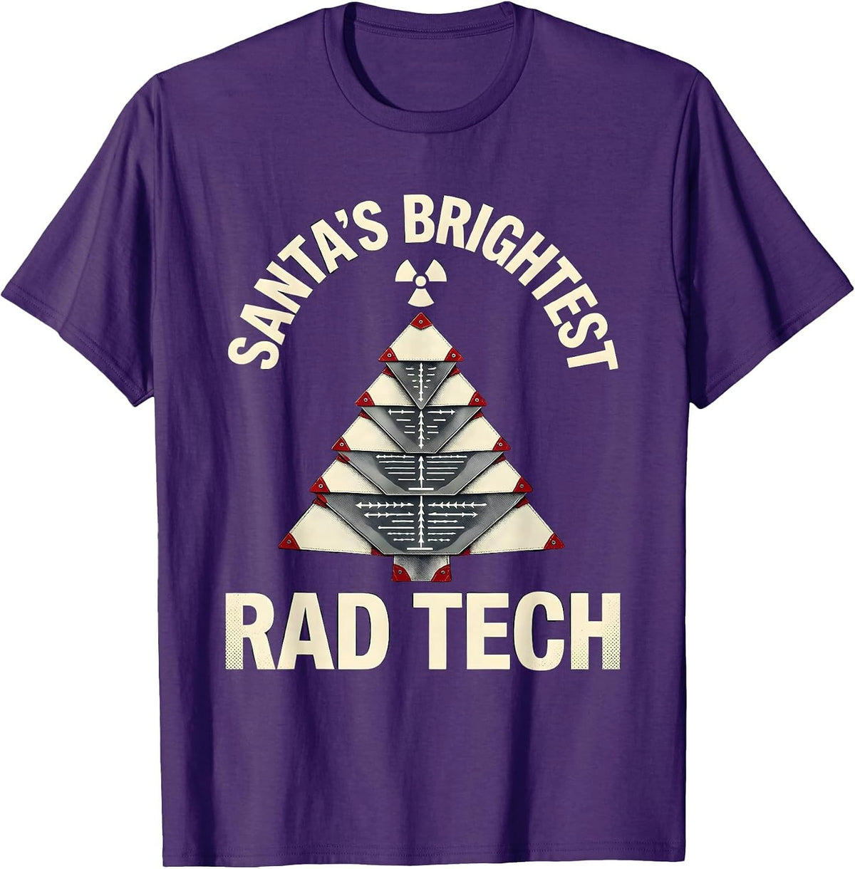 Men's Santa's Brightest Rad Tech Funny Radiology Tech Christmas T-Shirt - Purple