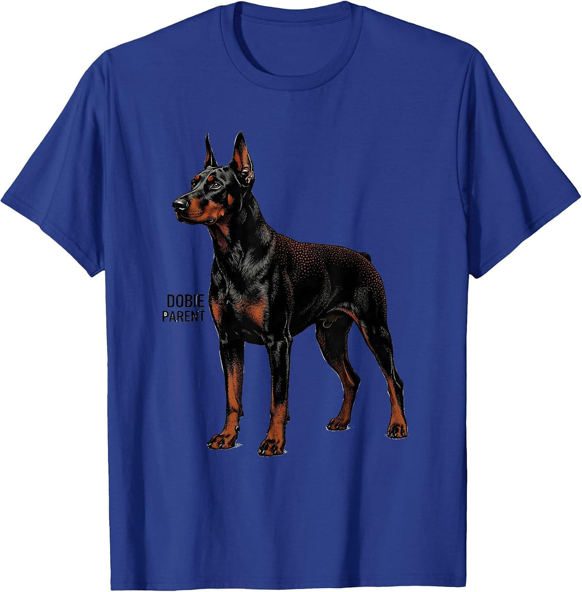 Dobie Parent Blackwork Dotwork Doberman Pinscher Dog Mom Dad T-Shirt - Royal Blue
